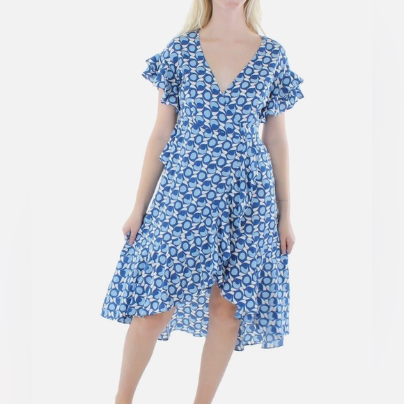 Max Studio Womens Ruffle Crepe Hi-Low Wrap Dress -NWOT - Picture 7 of 10